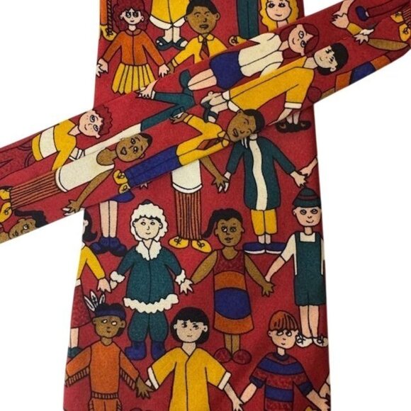 Save The Children "Children Of The World" Red Silk Tie - Picture 3 of 7